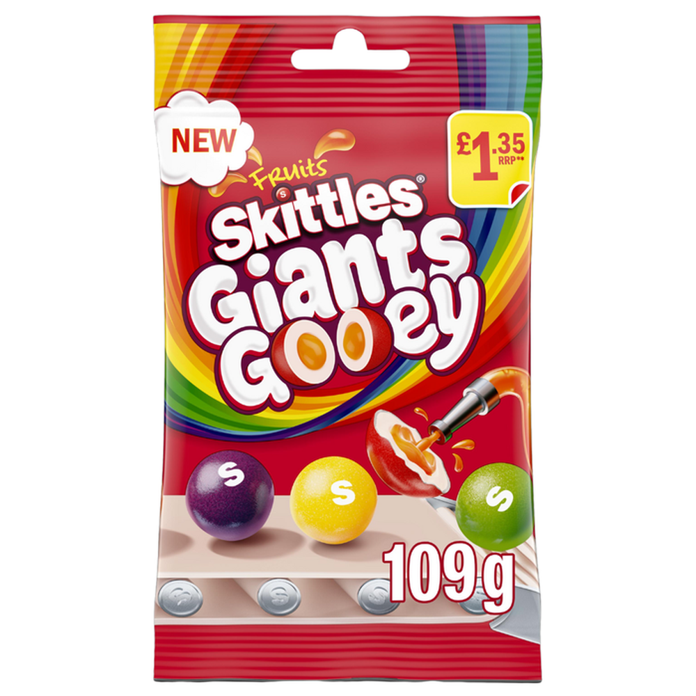 Skittles Giants Gooey Vegan Chewy Sweets Fruit Flavoured Pouch Bag 109 ...