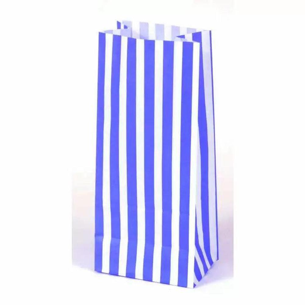 Blue Stripe Paper Bags x 100