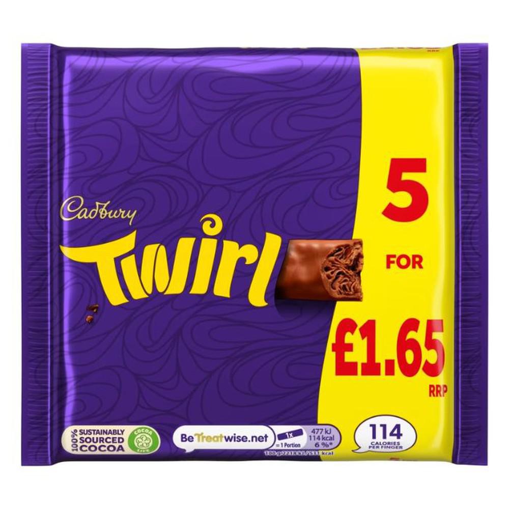 Cadbury Twirl Chocolate Bar 5 Pack 107.5g