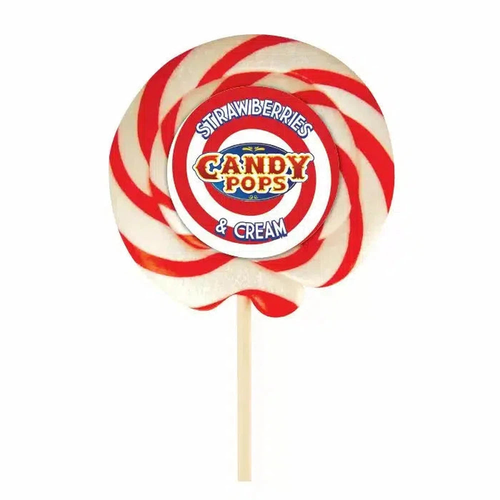 Candy Pops Strawberry & Cream Wheel Lollies 75g