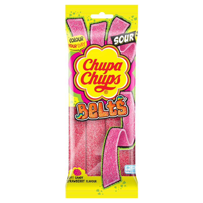 Chupa Chups Sour Strawberry Belts Pack 90g