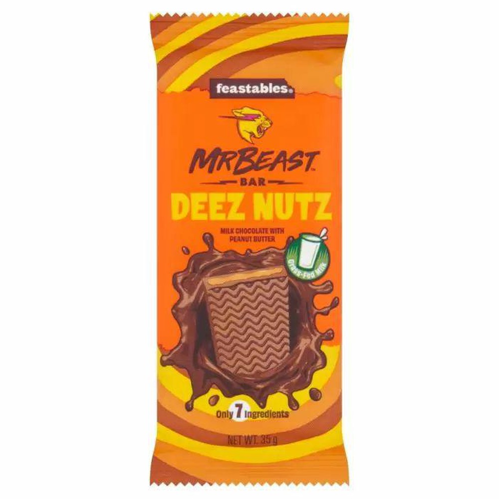 Feastables Mr Beast Deez Nutz Milk Chocolate With Peanut Butter Bar 35 ...