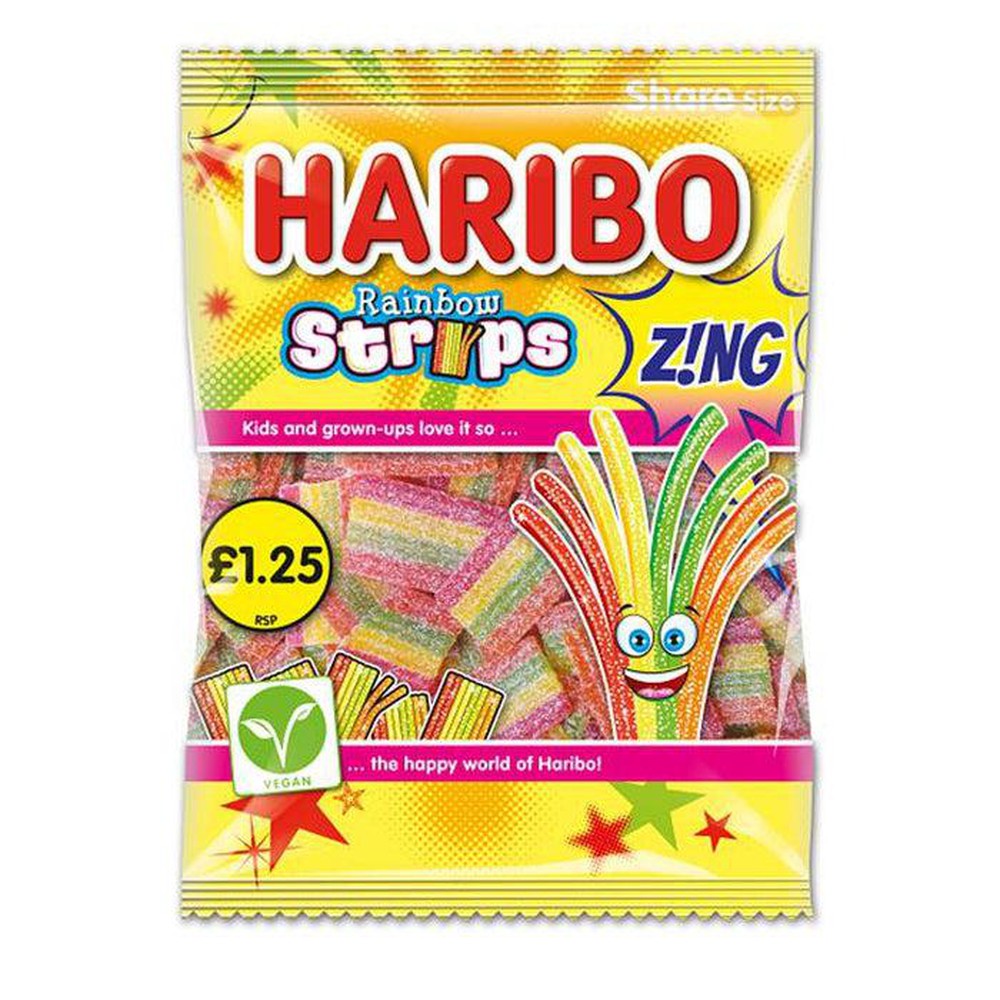 Haribo Rainbow Strips Z!NG 130g | Giant Bradley's Online Sweet Shop