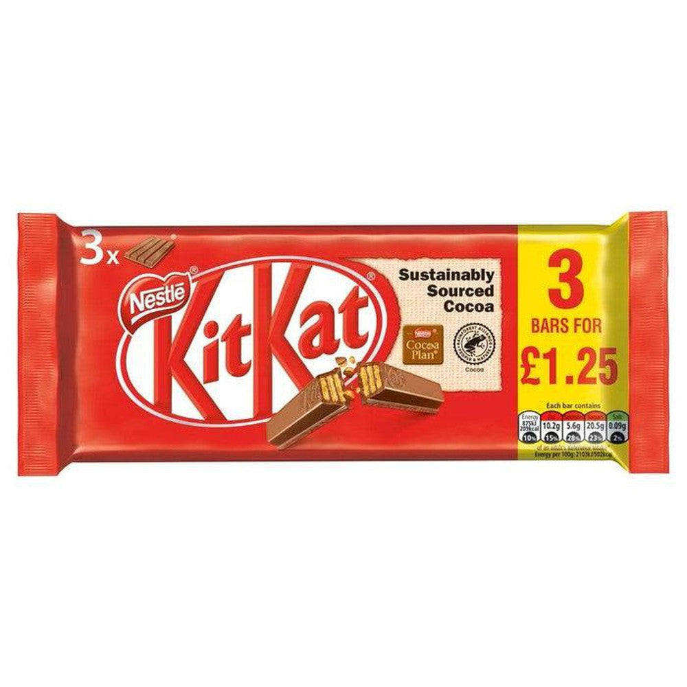 Kit Kat 4 Finger Milk Chocolate Bar 3 Pack 124g