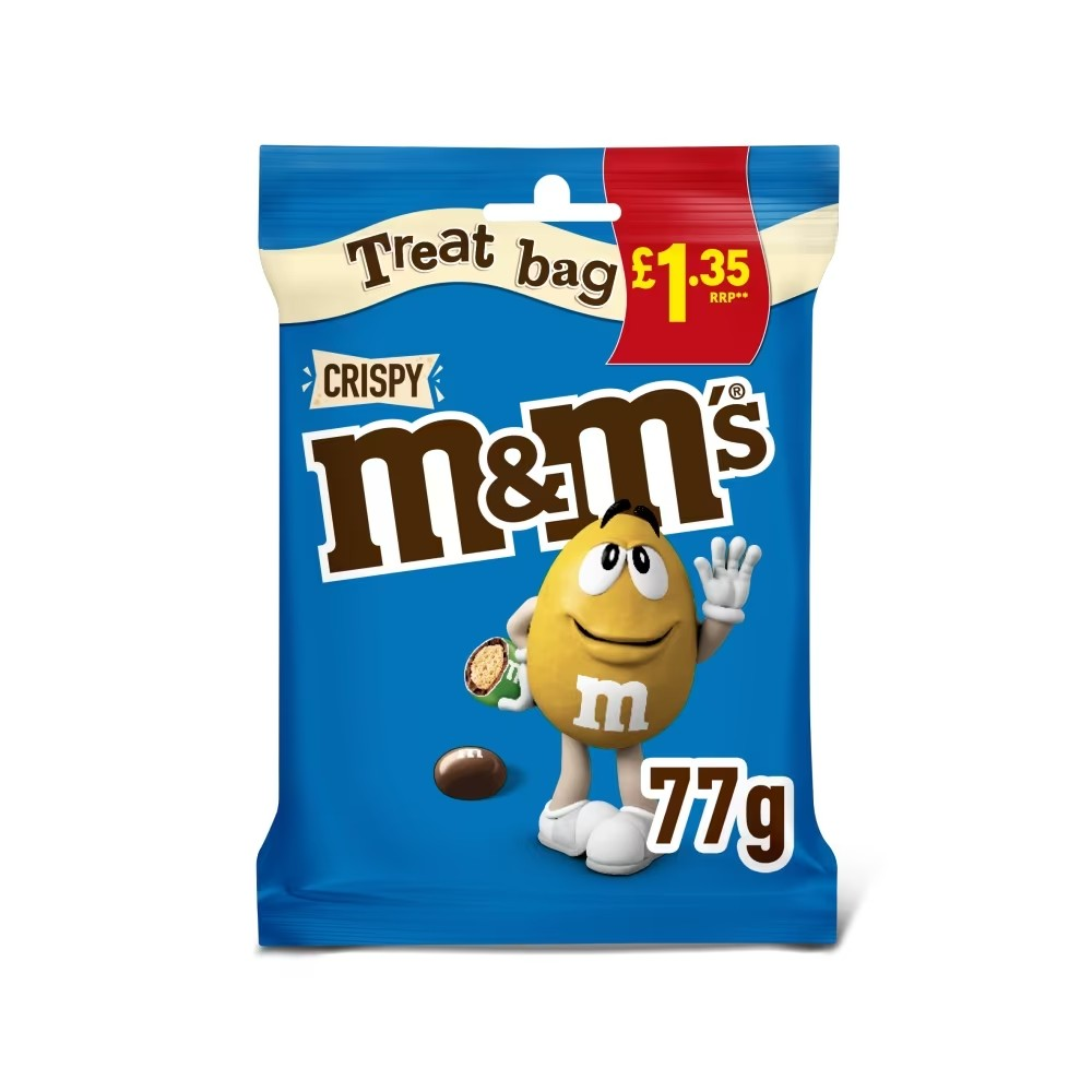 M&M's Crispy Chocolate Treat Bags 77g