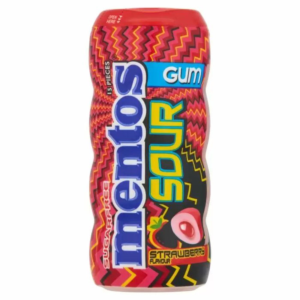 Mentos Sour Gum Strawberry Flavour 30g