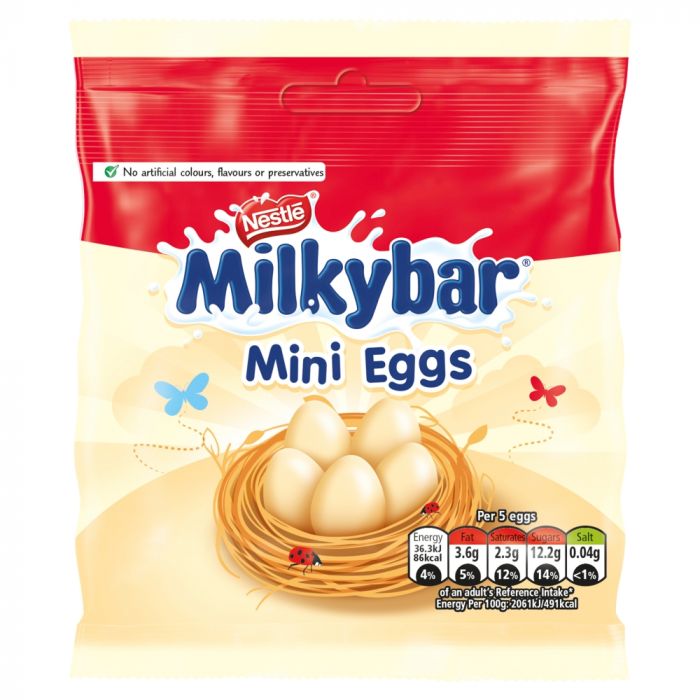 Milkybar White Chocolate Mini Eggs Pouch 80g - BBD OCT 2024