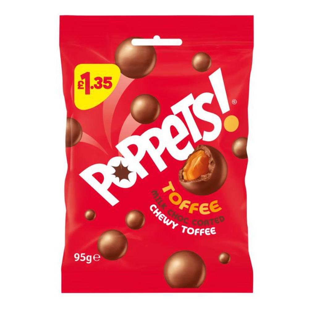 Poppets Milk Chocolate Coated Chewy Toffee Treat Bag 95g