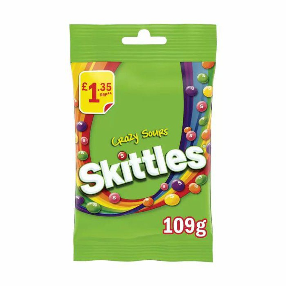 Skittles Crazy Sours Bag 109g | Giant Bradley's Online Sweet Shop