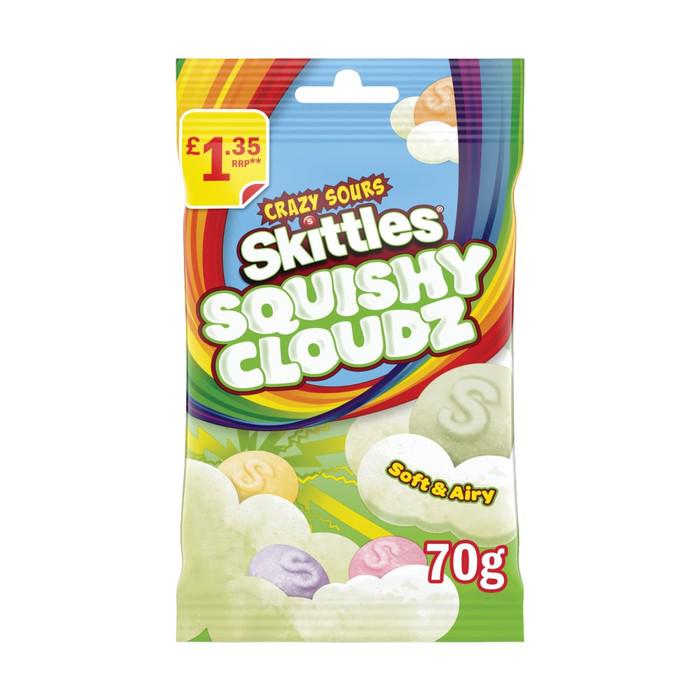 Skittles Squishy Cloudz Crazy Sour Sweets Treat Bag 70g