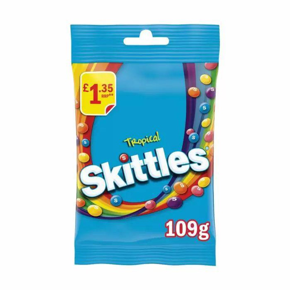 Skittles Tropical Fruits Flavoured Treat Bag 109g