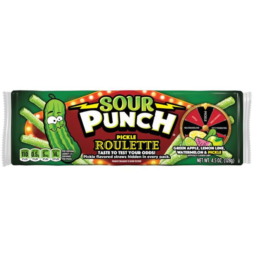 Sour Punch Pickle Roulette Straws Pack 128g