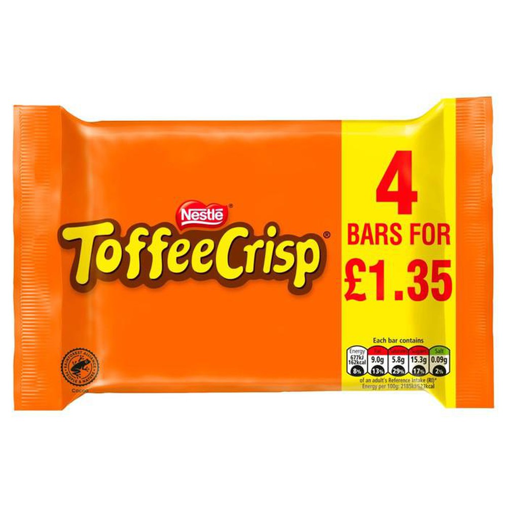 Toffee Crisp Milk Chocolate Bar 4 Pack 124g