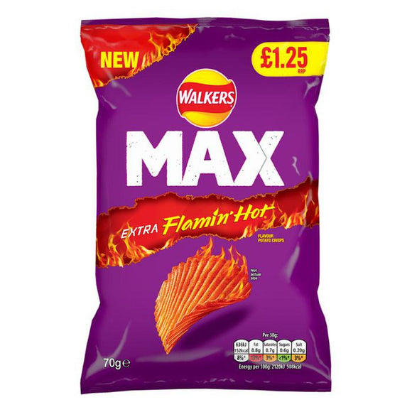 Walkers Max Extra Flamin' Hot 70g | Giant Bradley's Online Sweet Shop