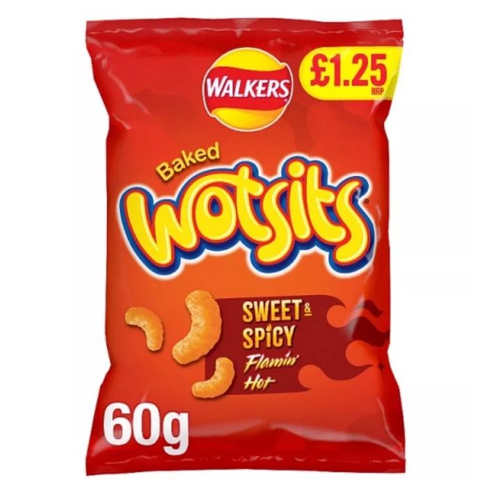 Walkers Wotsits Sweet & Spicy Flamin' Hot Snacks Crisps 60g