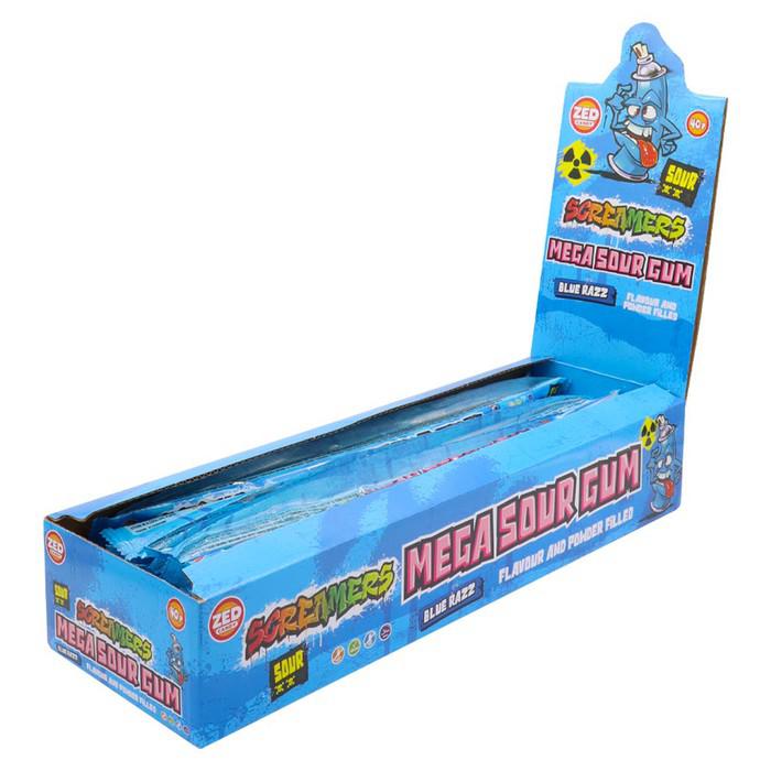 Zed Candy Screamers Mega Sour Blue Razz Gum Pack 30g